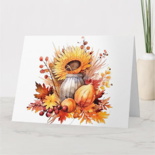 Carte Aquarelle Autumn Sunflower & Elements