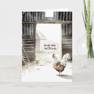 Carte Aquarelle Barn Rooster 74e Humour d'anniversaire