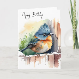 Carte Aquarelle Birthday Bird