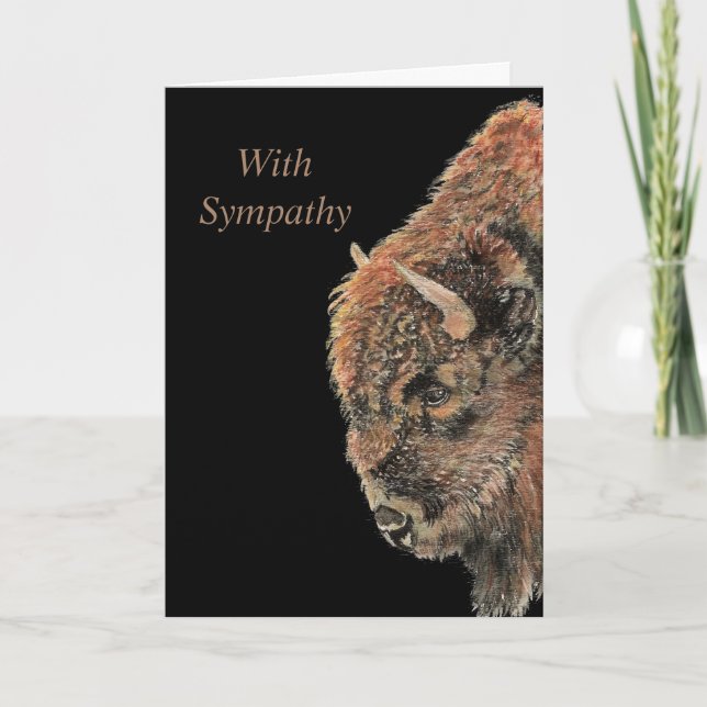 Carte Aquarelle Bison Buffle Faune Animale Nature (Devant)