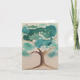 Carte Aquarelle bleu turquoise couleur brun arbre-blanc