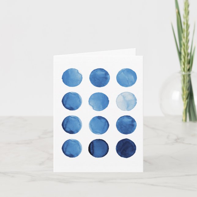 Carte Aquarelle bleue Abstraite Anniversaire géométrique (Devant)