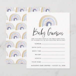 Carte Aquarelle bleue Baby shower arc-en-ciel jeu de dev