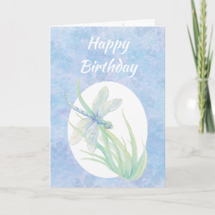 Carte Aquarelle Bleue Dragonfly Art
