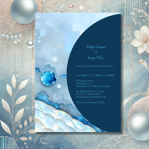 Carte Aquarelle bleue luxueuse Abstraite Pearlescent