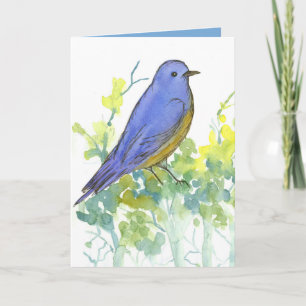 Carte Aquarelle Bluebird Sagebrush Joyeux anniversaire