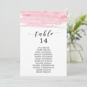 Carte Aquarelle Blush & Gold Tableau Numéro de siège