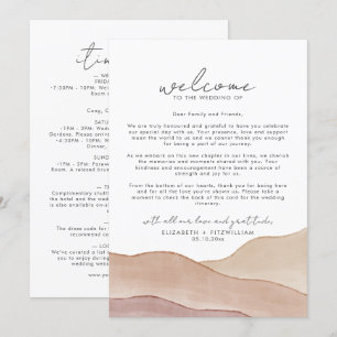 Carte Aquarelle Boho Abstrait Welcome Note & Itinéraire