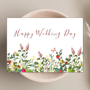 Carte Aquarelle Boho thème Fleur sauvage Bonne journée d
