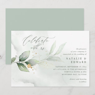 Carte Aquarelle botanique eucalyptus sauge mariage vert