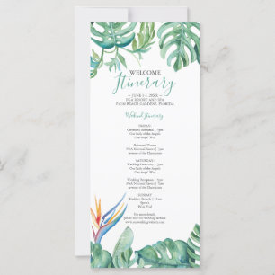 Carte Aquarelle Botanique Tropical Itinéraire Mariage