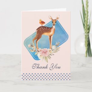 Carte Aquarelle Brown mignonne Cerf Merci rustique
