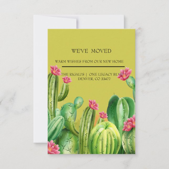 Carte aquarelle Cactus déménagement (Devant)