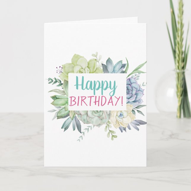 Carte Aquarelle Cactus Succulents (Devant)