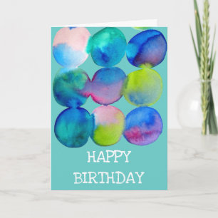 Carte Aquarelle cercle d'anniversaire couleur cool abstr