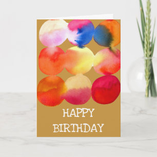 Carte Aquarelle cercle motif art abstrait couleur chaude