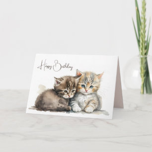 Carte Aquarelle Chatons d'anniversaire