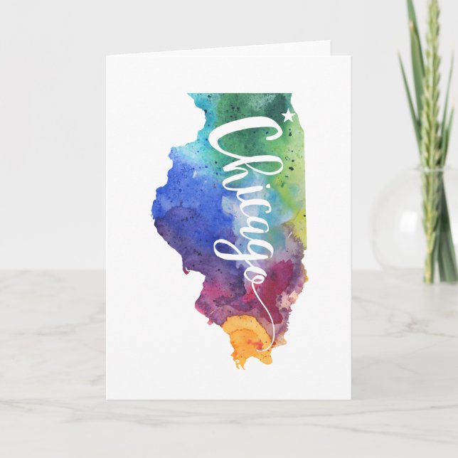 Carte Aquarelle Chicago (Devant)