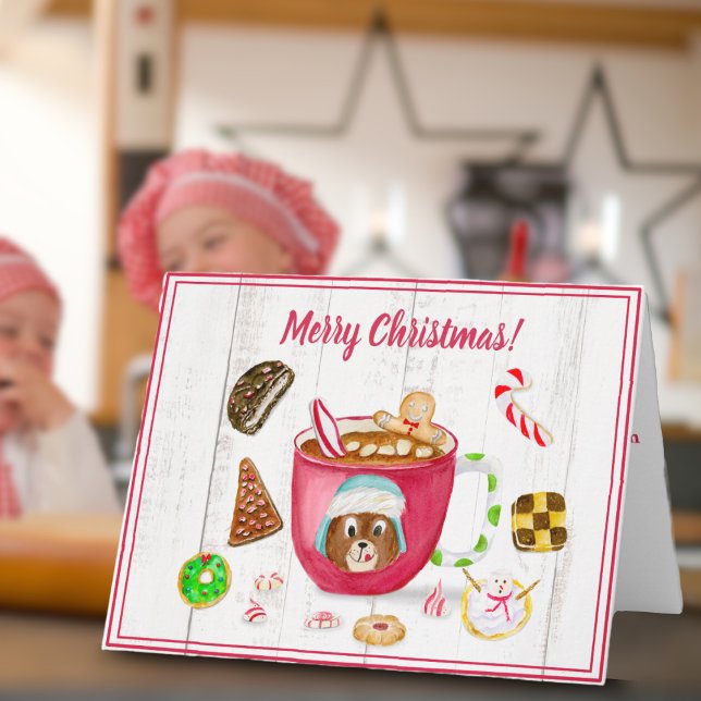 Carte Aquarelle Chocolat pain d'épices Cookies Fêtes (A sweet holiday card that will bring joy to all!)
