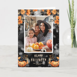 Carte Aquarelle Citrouille Photo de famille Happy Hallow