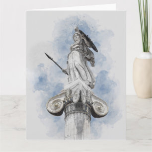 Carte Aquarelle classique Statue grecque Athena Card
