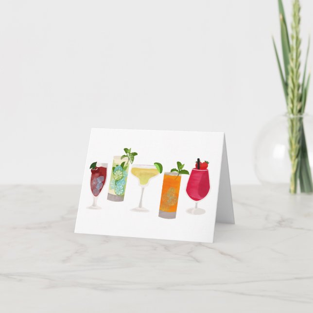 Carte Aquarelle Cocktails & Boissons de fête (Devant)