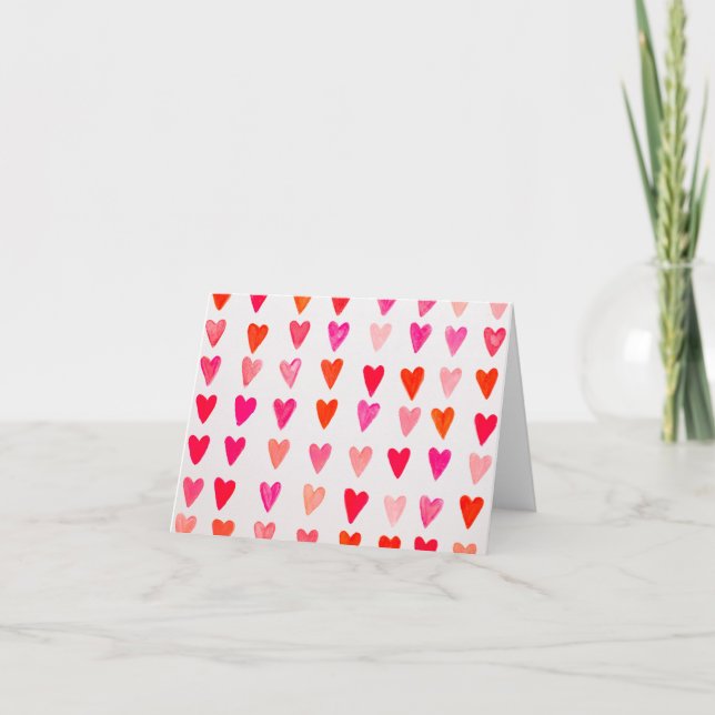 Carte Aquarelle coeur rouge (Devant)