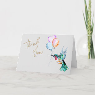 Carte Aquarelle Colibri et Merci de ballons