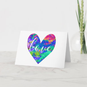 Carte Aquarelle colorée Amour Coeur Saint-Valentin