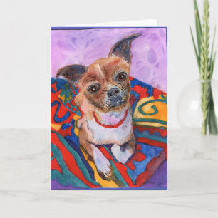Carte Aquarelle colorée de chihuahua sucré