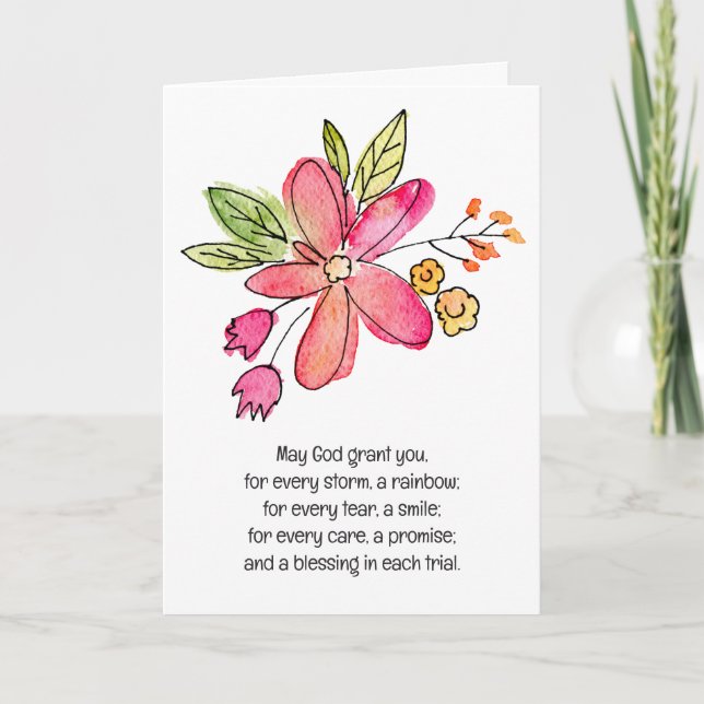 Carte Aquarelle contemporaine Fleur rose (Devant)