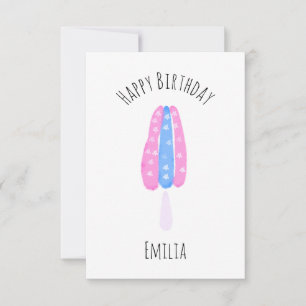Carte Aquarelle crème glacée Pop 4 juillet Anniversaire