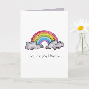 Carte Aquarelle Cute Arc-En-Ciel Et Nuages