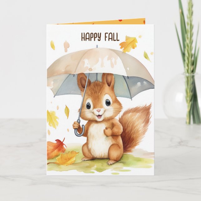 Carte Aquarelle Cute Écureuil d'automne (Devant)