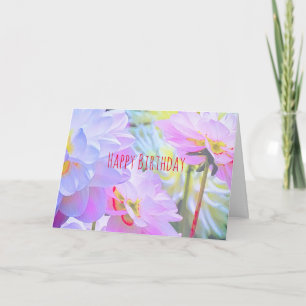 Carte Aquarelle Dahlia Fleurs Joyeux Anniversaire