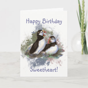 Carte Aquarelle d'anniversaire de Sweethetheday Puffin C