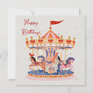 Carte Aquarelle de carrousel Vintage