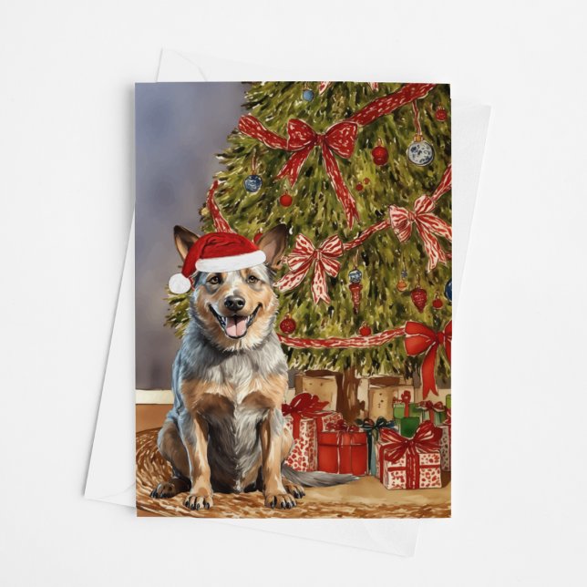 Carte Aquarelle de chien de bétail australien arbre de N (Créateur téléchargé)