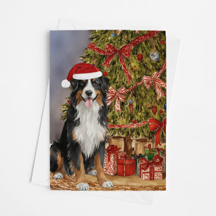 Carte Aquarelle de chien de montagne bernois sapin de No