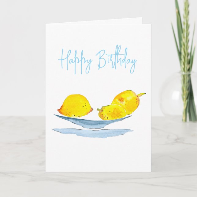 Carte Aquarelle de fruit jaune citron (Devant)