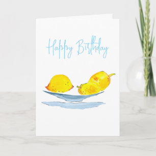Carte Aquarelle de fruit jaune citron