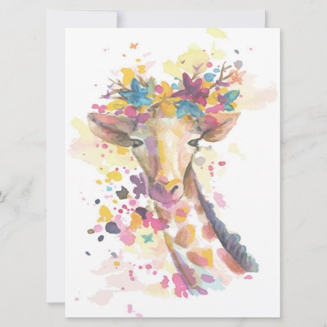 Carte Aquarelle de Giraffe colorée | Cadeau parfait (Devant)