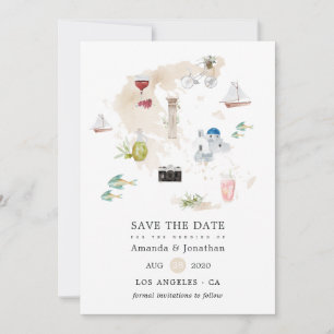 Carte aquarelle de Grèce mariage de destination