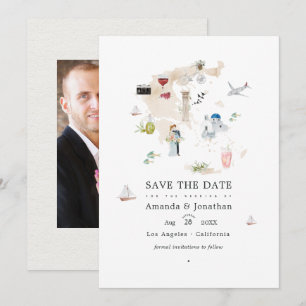 Carte aquarelle de Grèce mariage de destination ph
