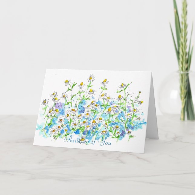 Carte Aquarelle de jardin Chamomile Penser à vous (Devant)