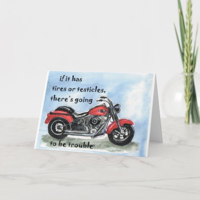 Carte aquarelle de la moto Harley Fat Tire (Devant)