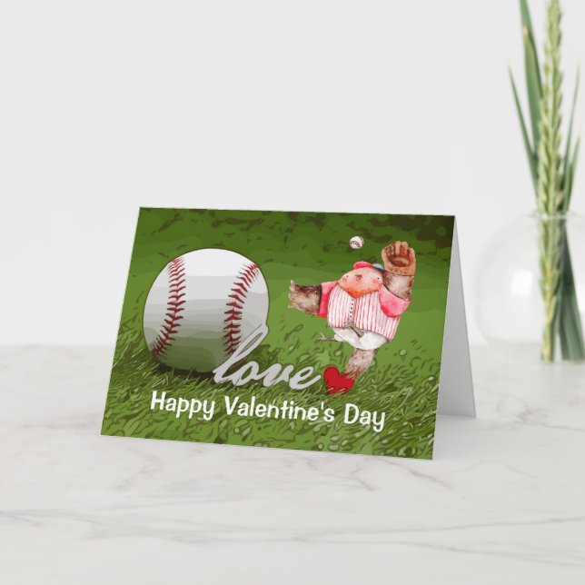 Carte Aquarelle de la Saint Valentin de baseball (Devant)