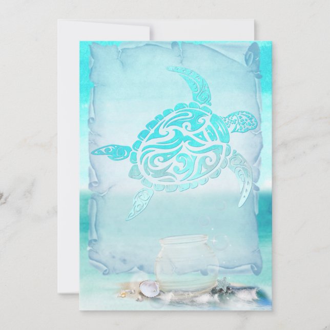 Carte Aquarelle de la tortue de plage (Devant)