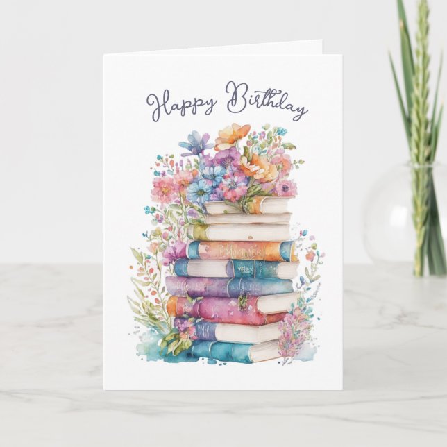Carte Aquarelle de livre Anniversaire (Devant)