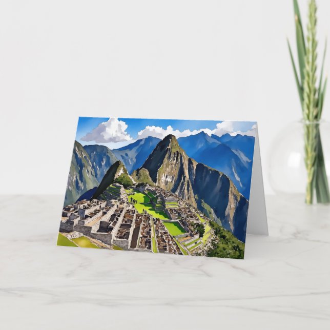 Carte Aquarelle de Machu Picchu Pérou (Devant)